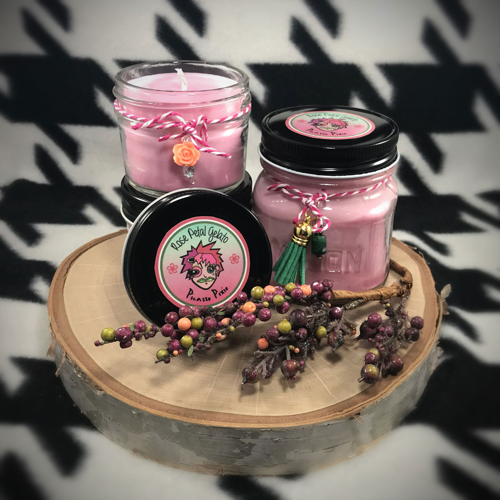 Rose Petal Gelato Scented Soy Candle Picasso Pixie
